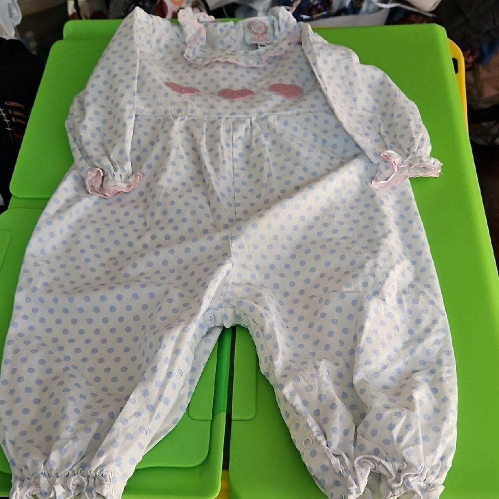 CO Baby Romper with Blue Dots and Pink Details